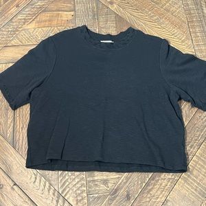 Distressed black crop top